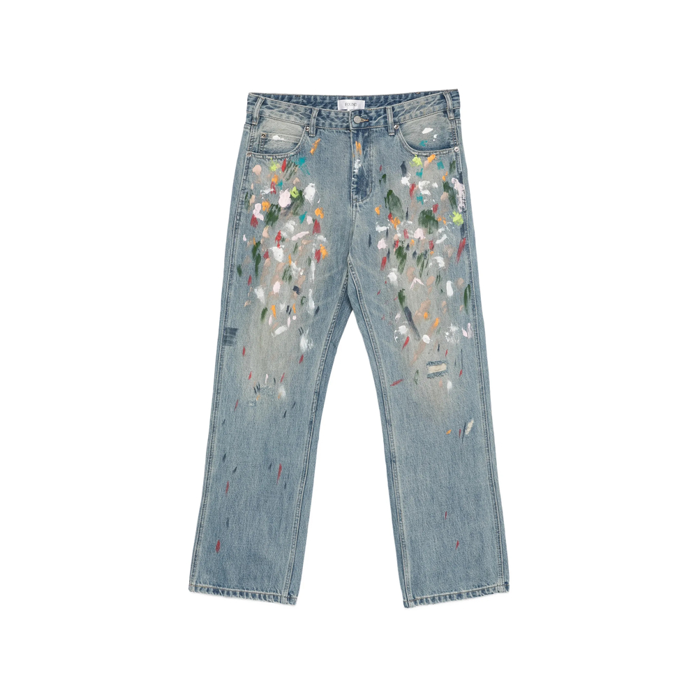 Paint-Splatter Distressed Jeans