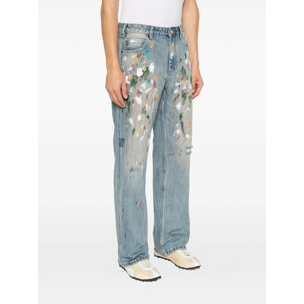 Paint-Splatter Distressed Jeans