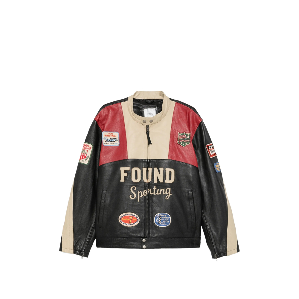 Found Racer Logo-patch Leather Jacket