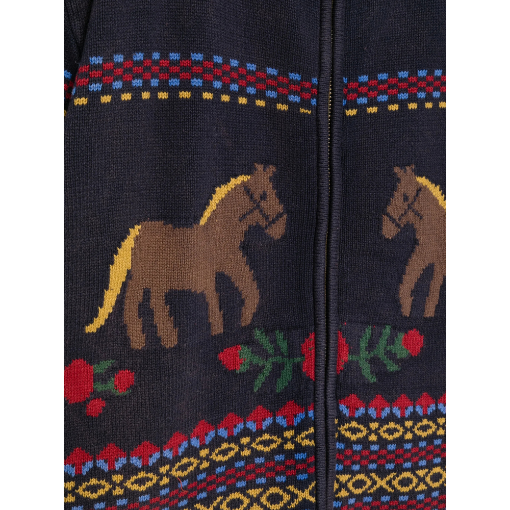Isles Horse-Intarsia Zip-Up Cardigan