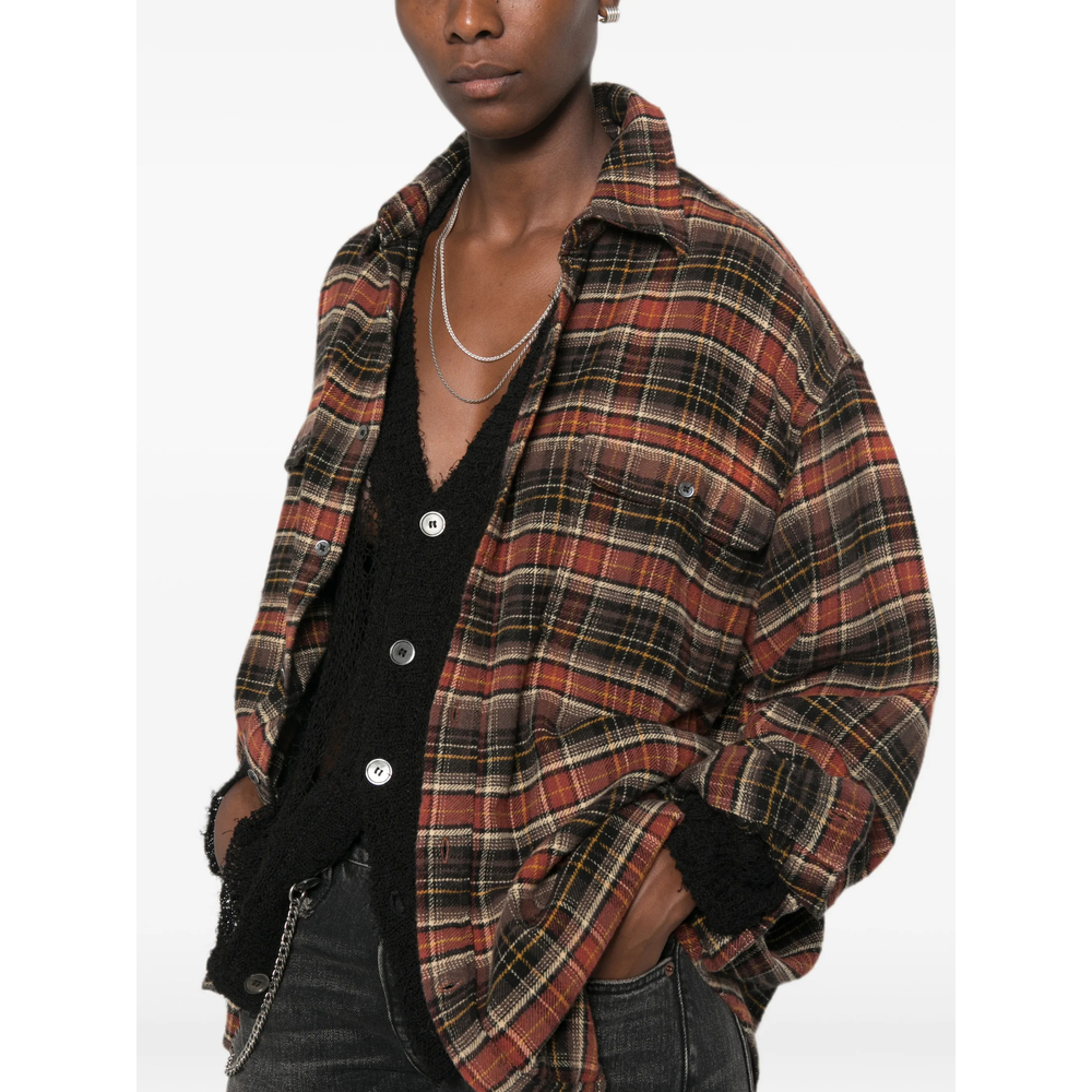 Brown Dark Grey Plaid Shirt