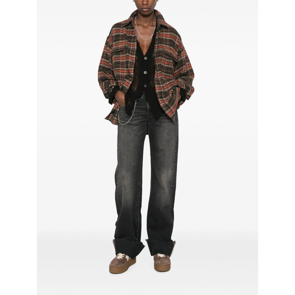 Brown Dark Grey Plaid Shirt