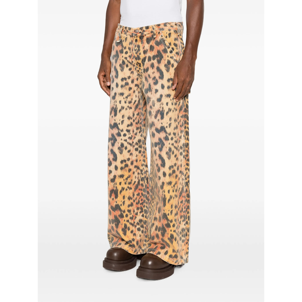 Leopard-Print Wide-Leg Trousers
