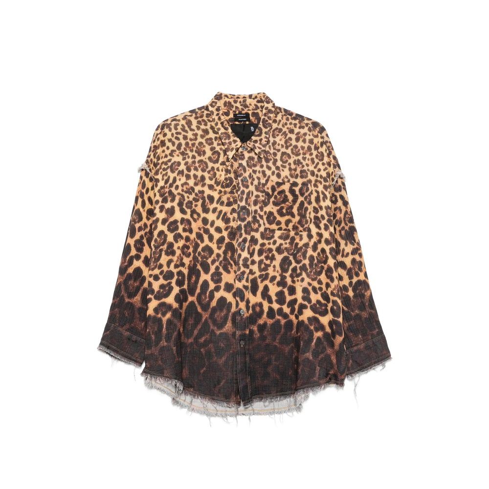 Leopard-Print Frayed Shirt