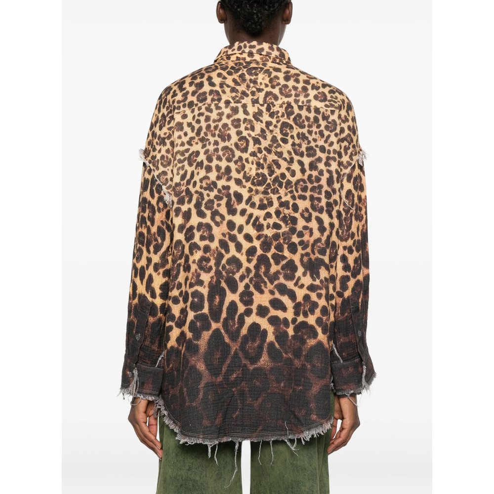 Leopard-Print Frayed Shirt