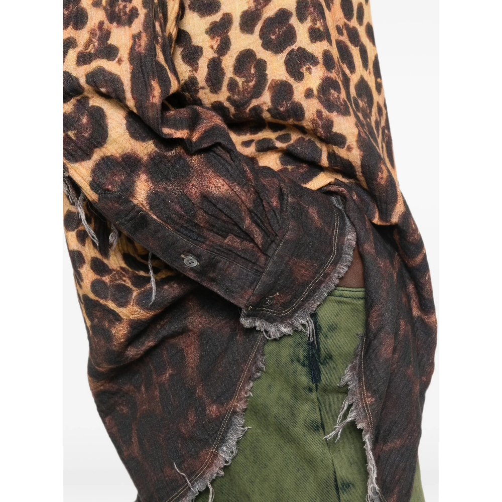 Leopard-Print Frayed Shirt