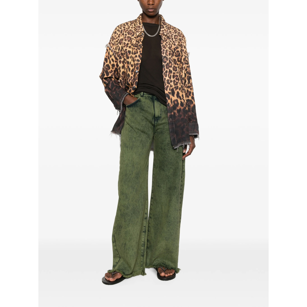 Leopard-Print Frayed Shirt