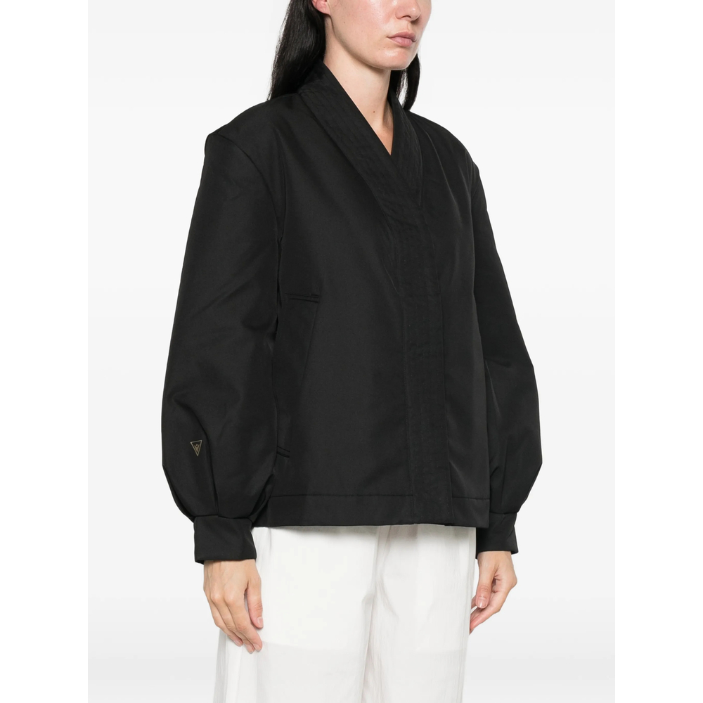 Balloon-Sleeve V-Neck Oversized Jacket