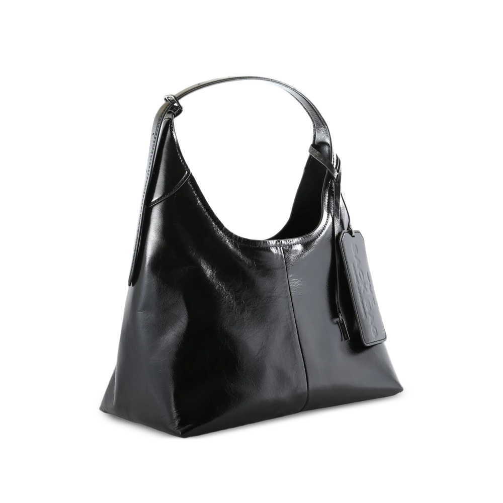Belted Sack Bag In Crinkle Leather