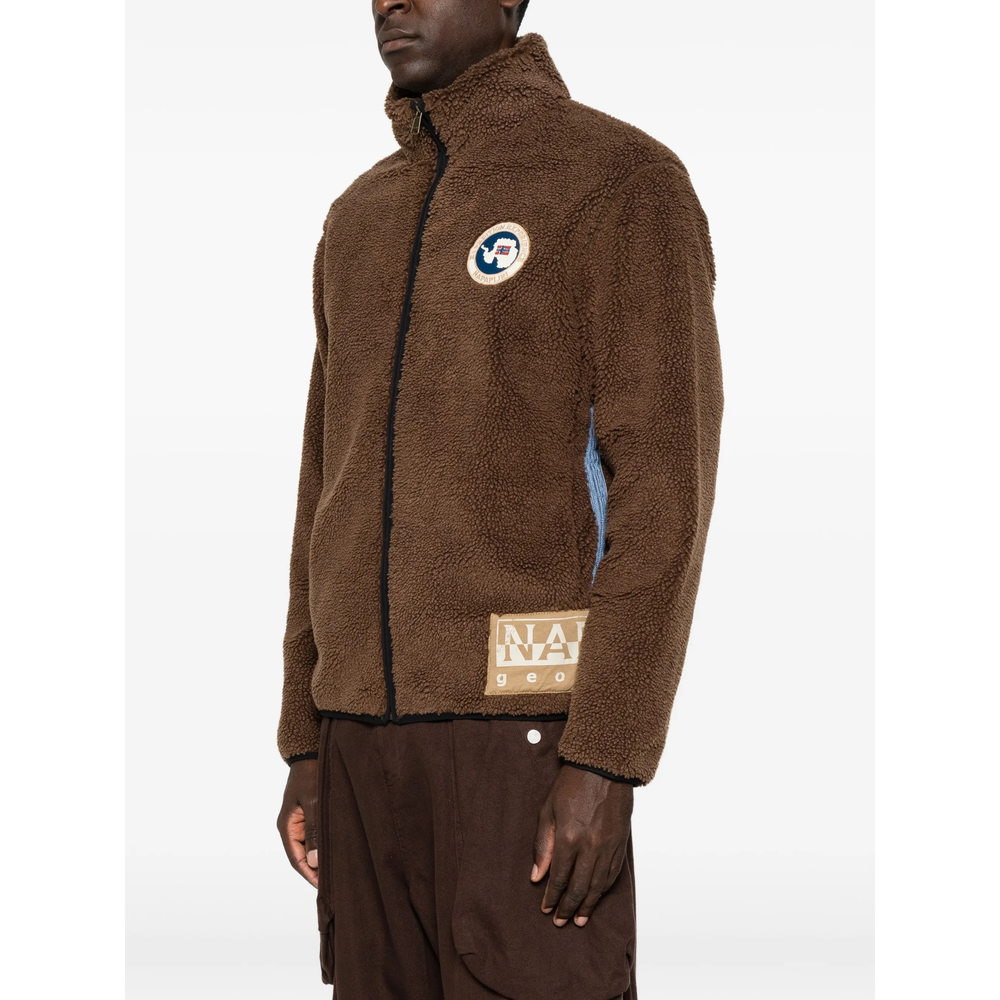 Fleece-Texture Logo-Patch Jacket