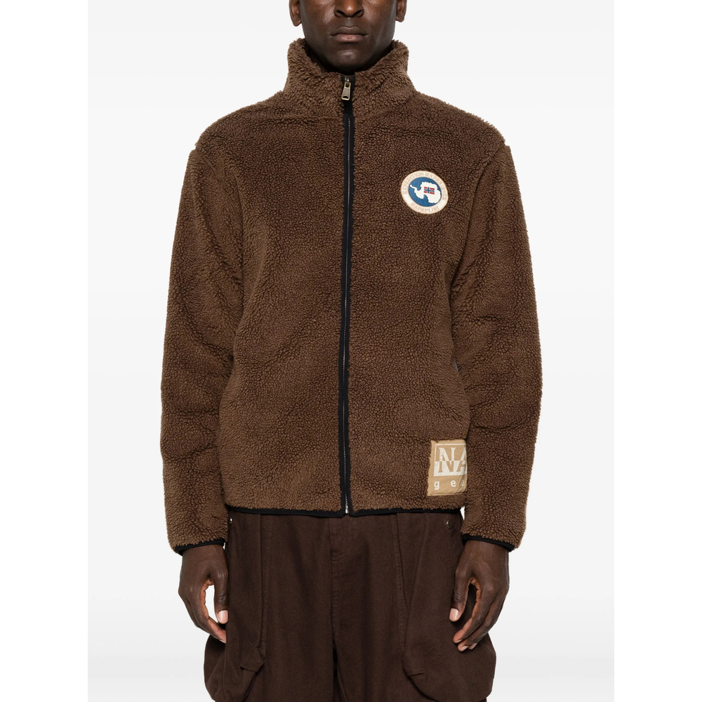 Fleece-Texture Logo-Patch Jacket