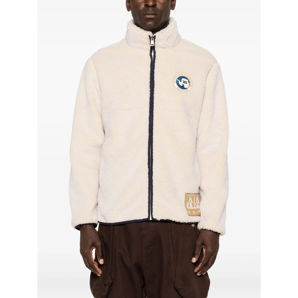 Logo-Patch Zip-Up Sweater