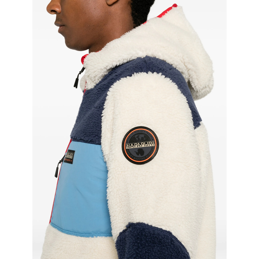 Fleece-Texture Colour-Block Jacket