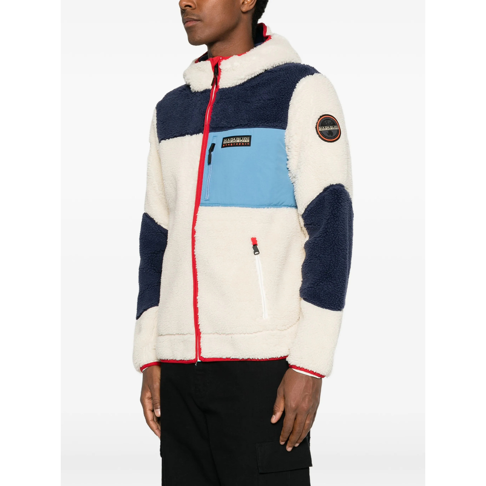 Fleece-Texture Colour-Block Jacket