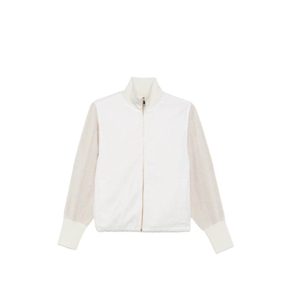 Fabiana Filippi Ribbed-knit Panelled Jacket In White