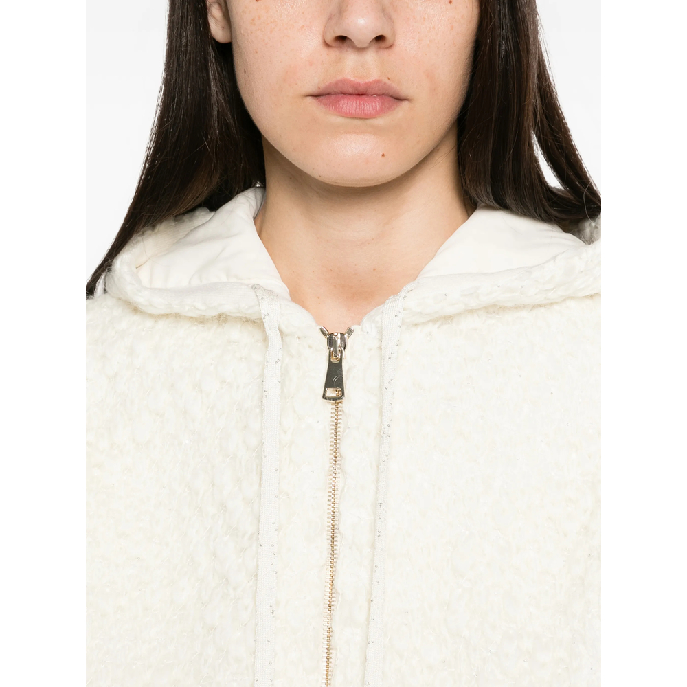 Bouclé-Knit Hooded Jacket