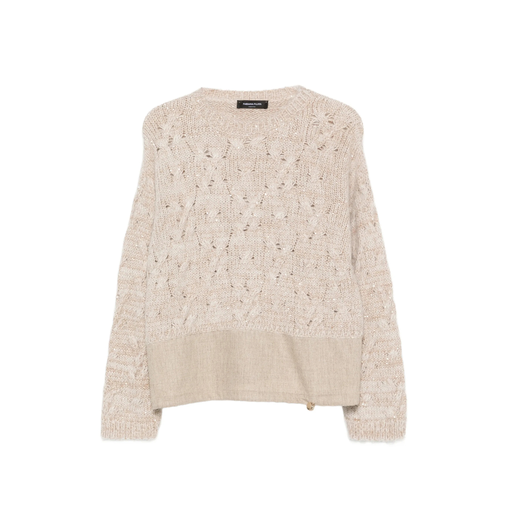 Fabiana Filippi Cable-knit Sequin-embellished Sweater