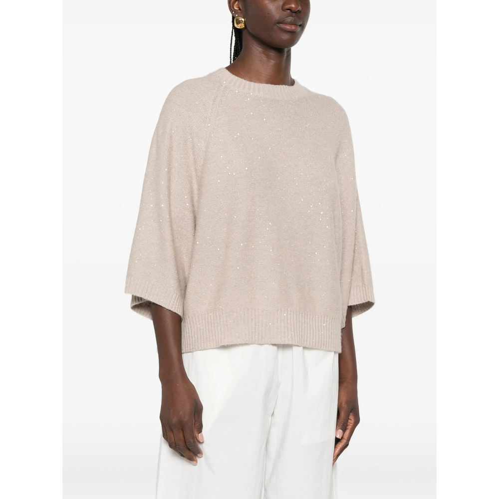 Sequin-Embellished Raglan-Sleeve Sweater