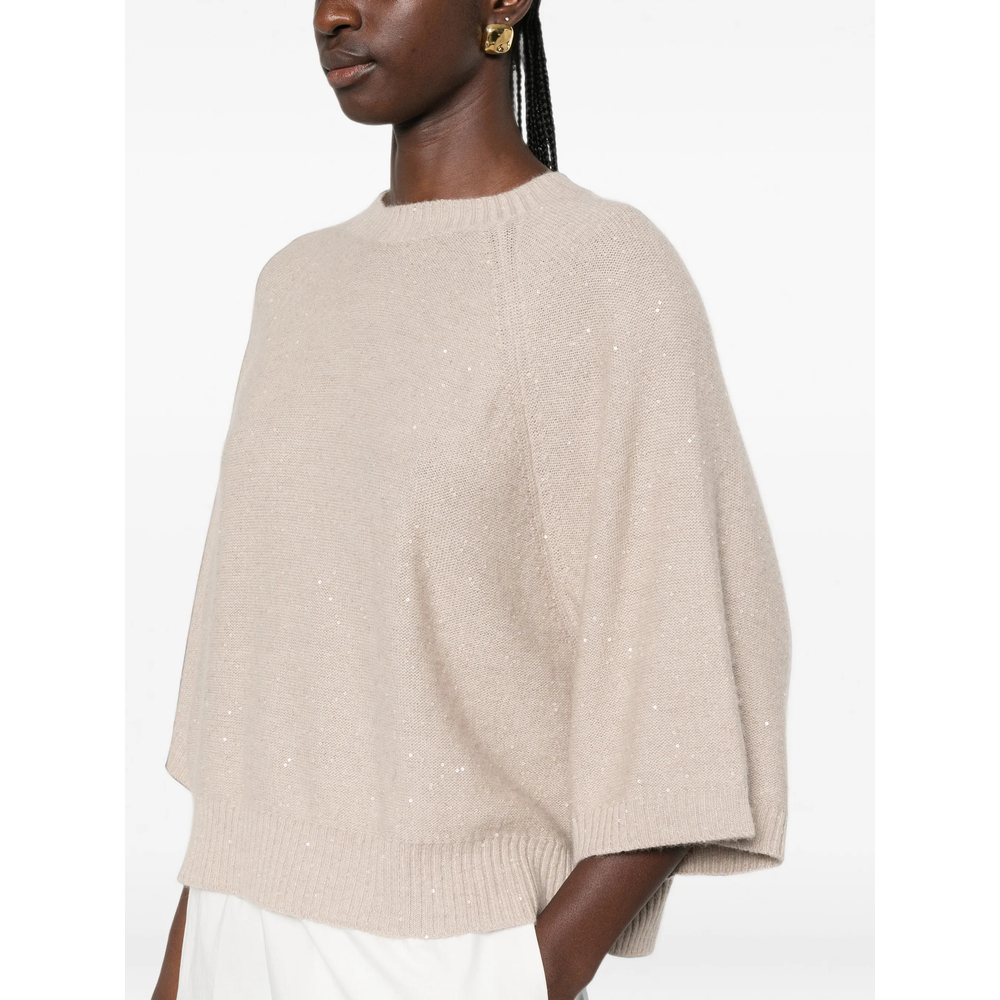 Sequin-Embellished Raglan-Sleeve Sweater