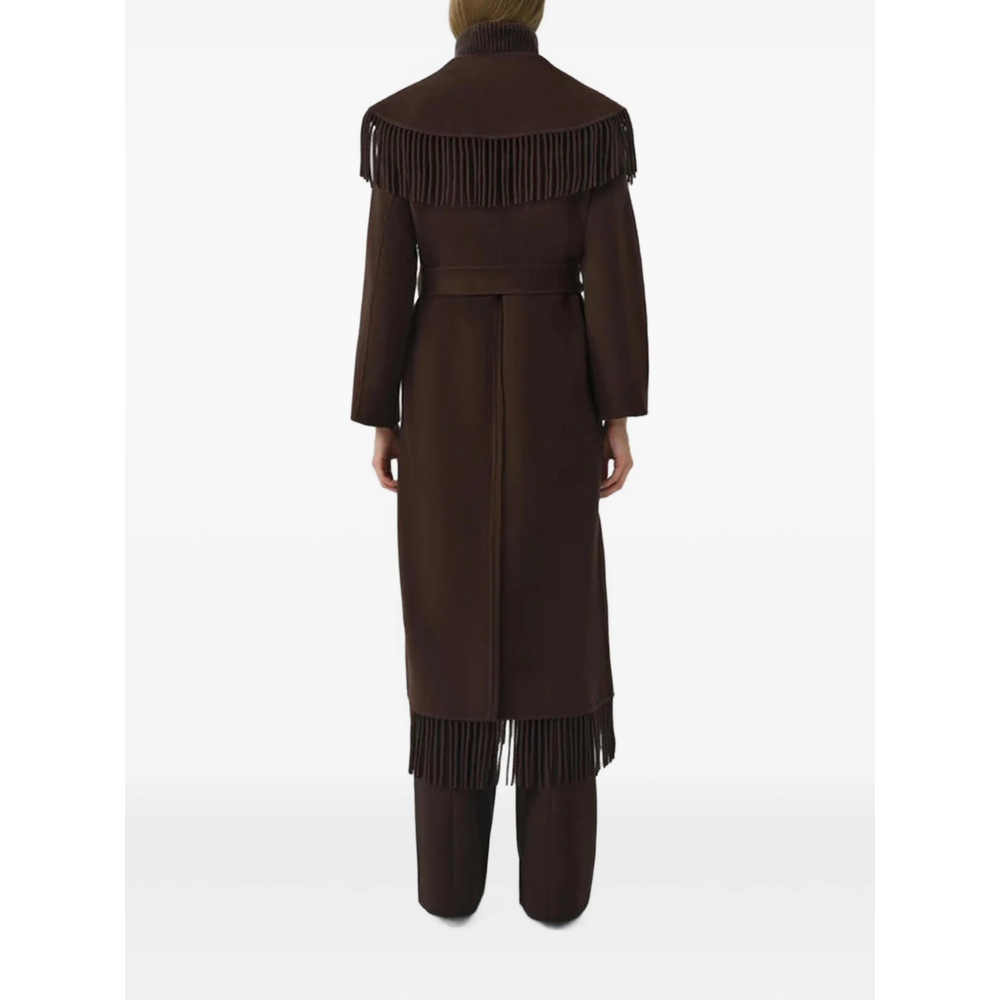 Carrie Fringe-Trimmed Belted Coat
