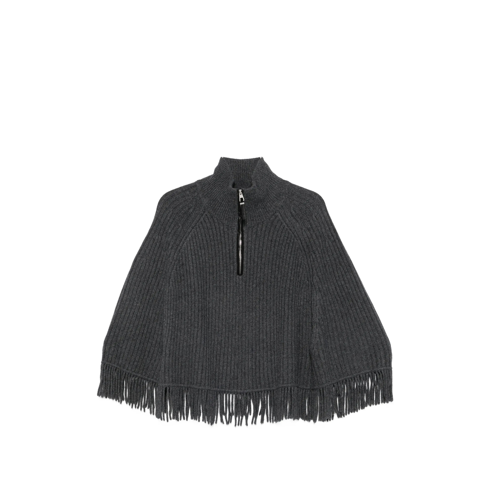 Danni Fringe-Trimmed Cape Sweater