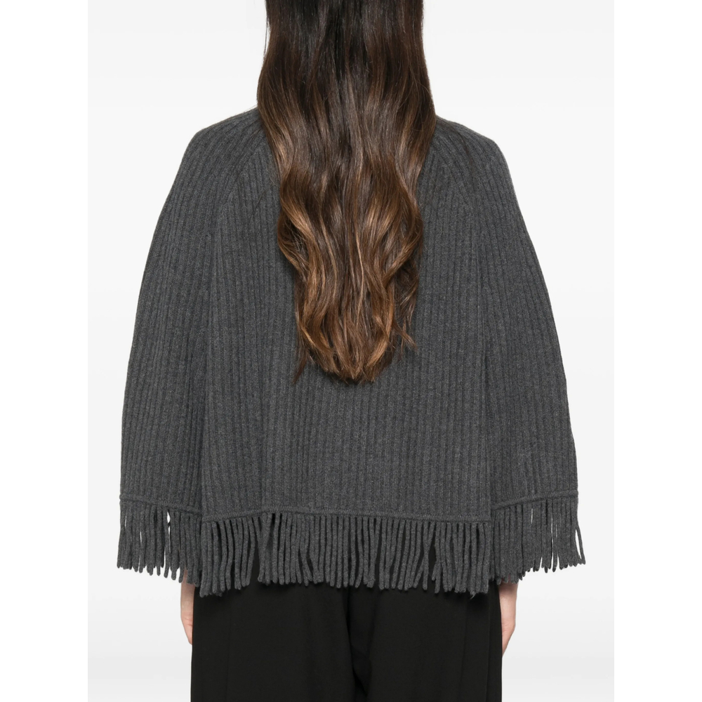 Danni Fringe-Trimmed Cape Sweater
