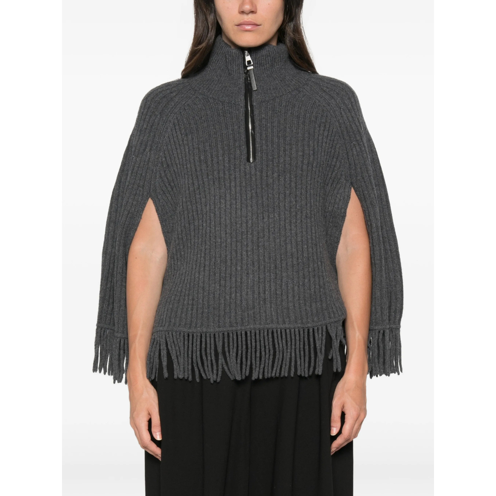 Danni Fringe-Trimmed Cape Sweater