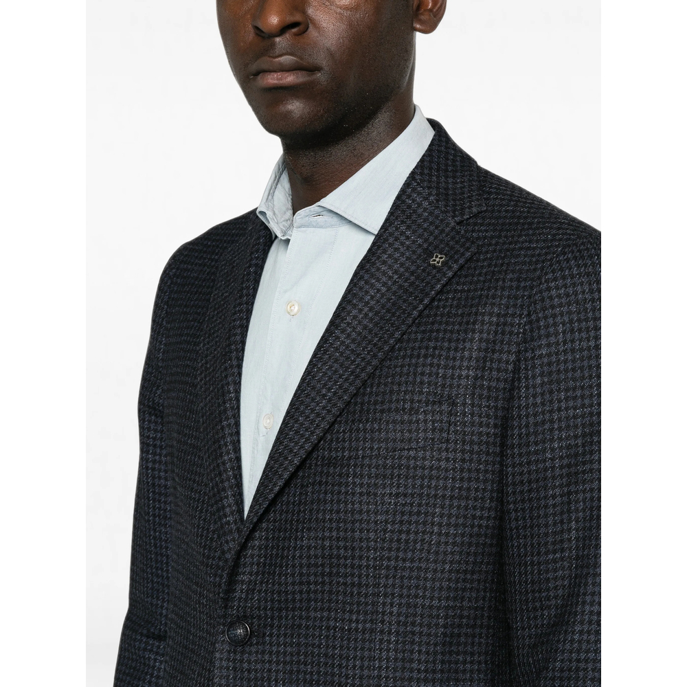 Houndstooth Single-Breasted Blazer
