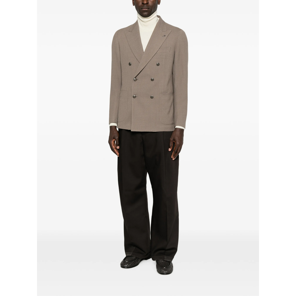 Double-Breasted Peak-Lapels Blazer