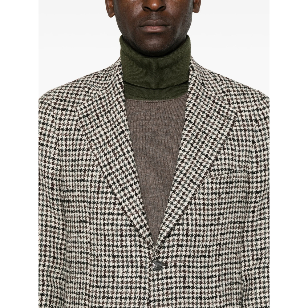Houndstooth Single-Breasted Jacket