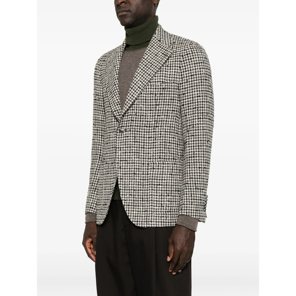 Houndstooth Single-Breasted Jacket