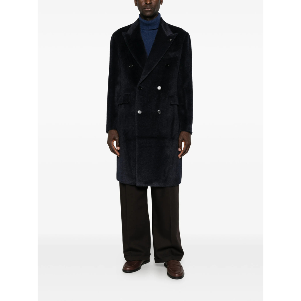 Double-Breasted Peaked-Lapel Coat