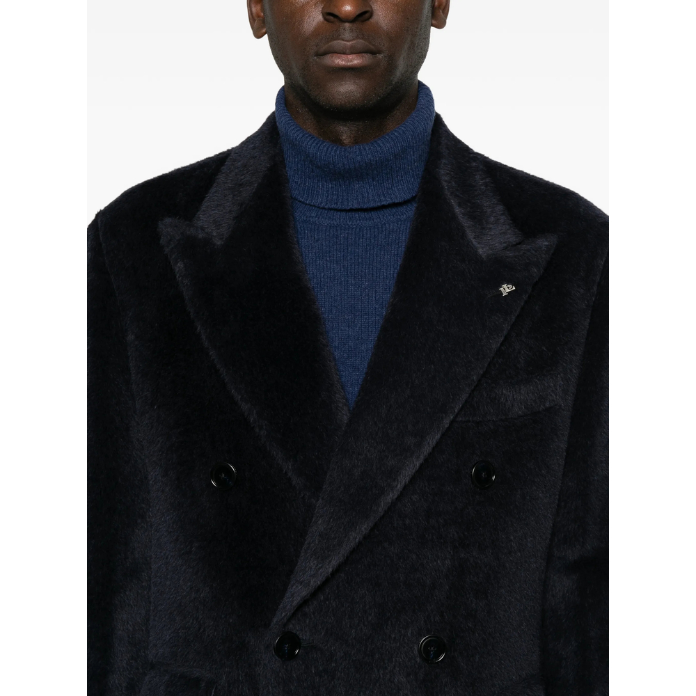 Double-Breasted Peaked-Lapel Coat