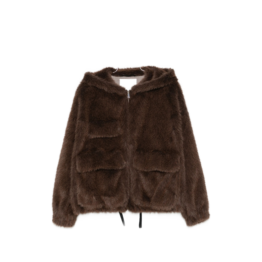 Tela Hooded Faux-fur Jacket In Brown