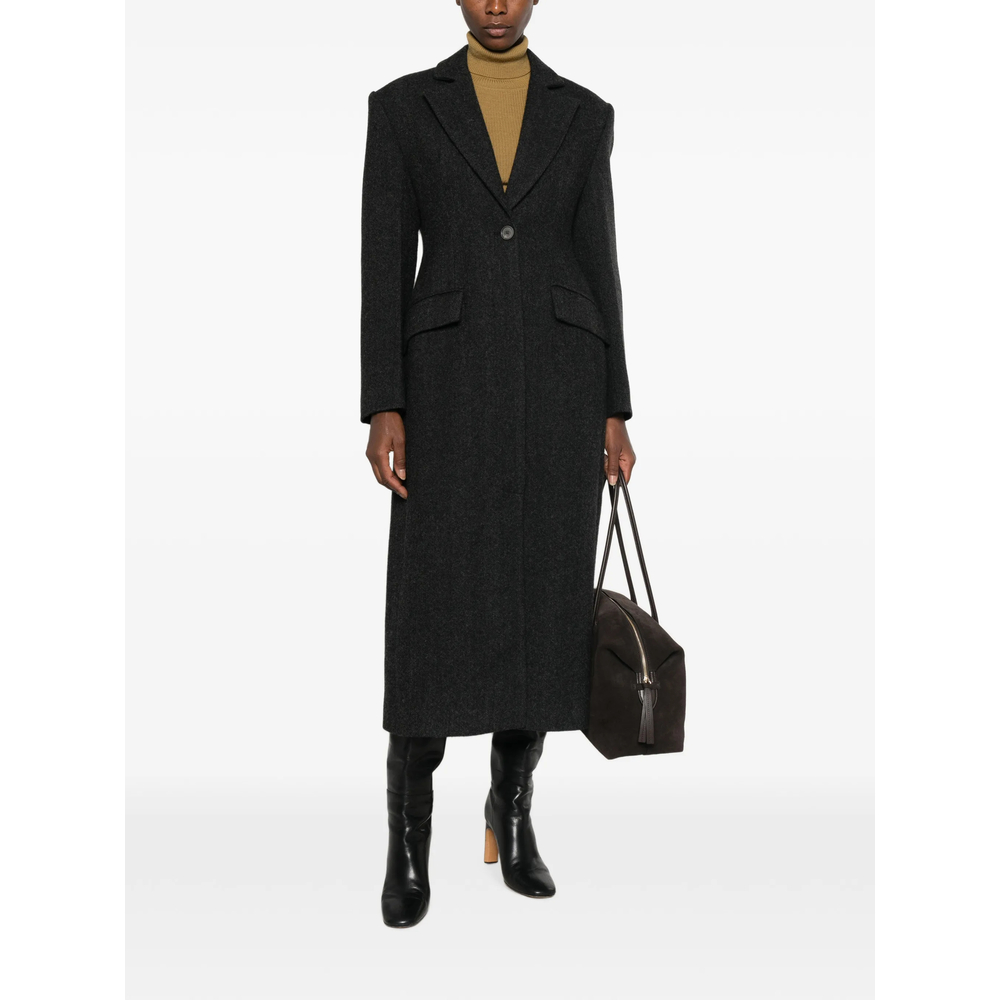 Herringbone Single-Breasted Coat