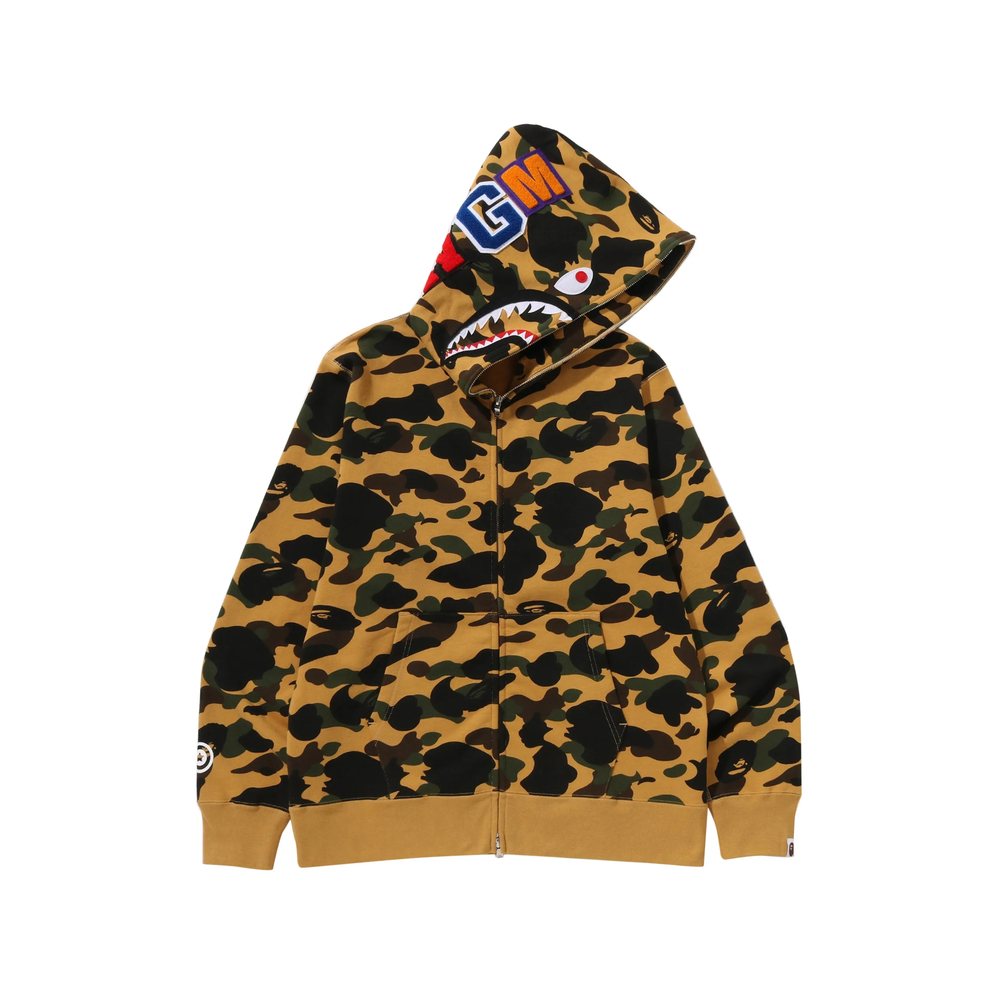 A Bathing Ape Camouflage-print Shark-motif Full-zip Hoodie