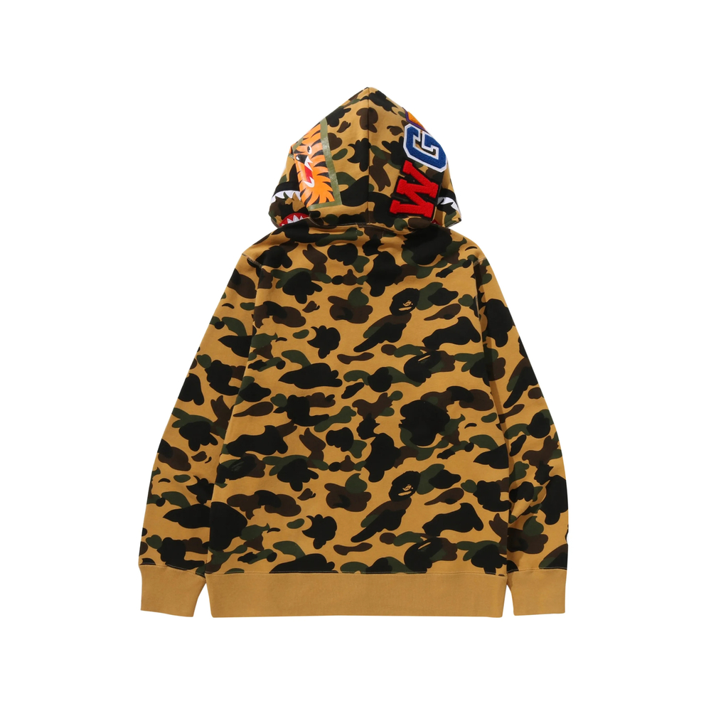 Camouflage-Print Shark-Motif Full-Zip Hoodie