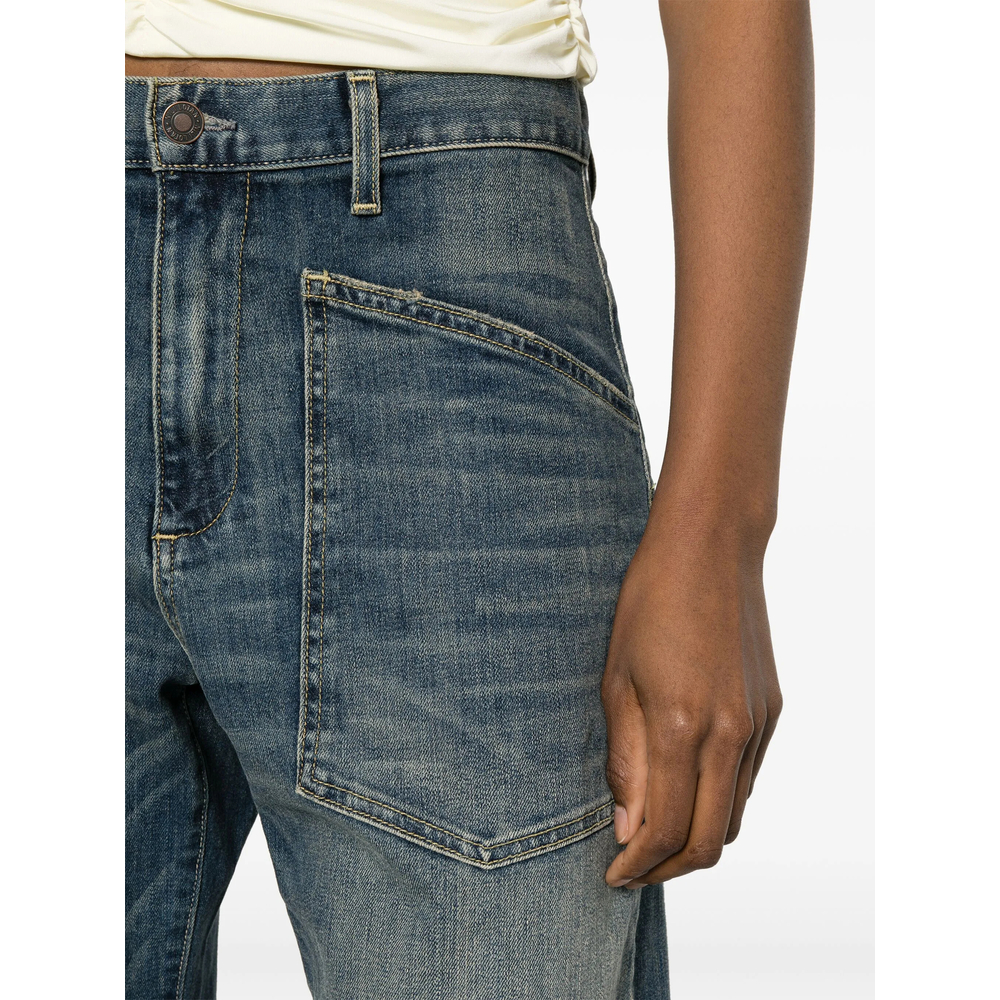 Faded-Effect Patch-Pocket Jeans