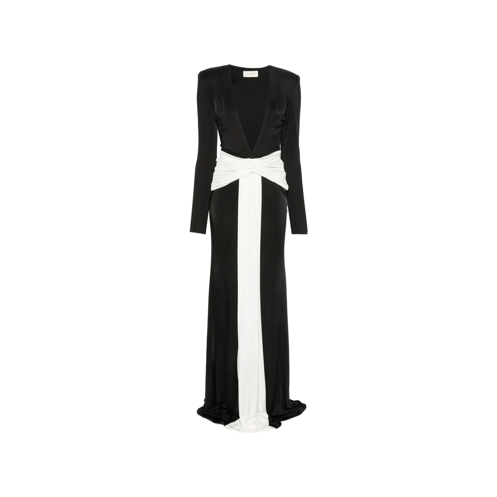 Ilkyaz Ozel Plunging-neckline Twisted-waist Maxi Dress
