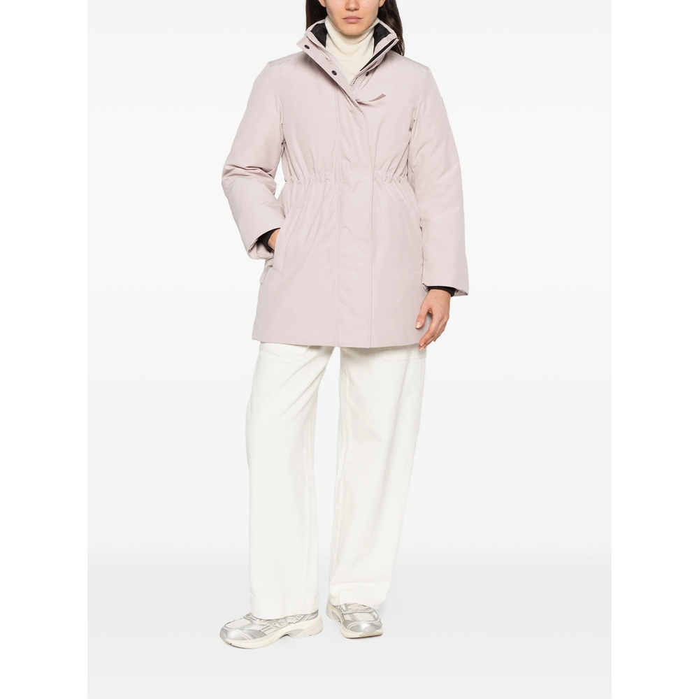 Drawstring-Waist High-Neck Parka Jacket