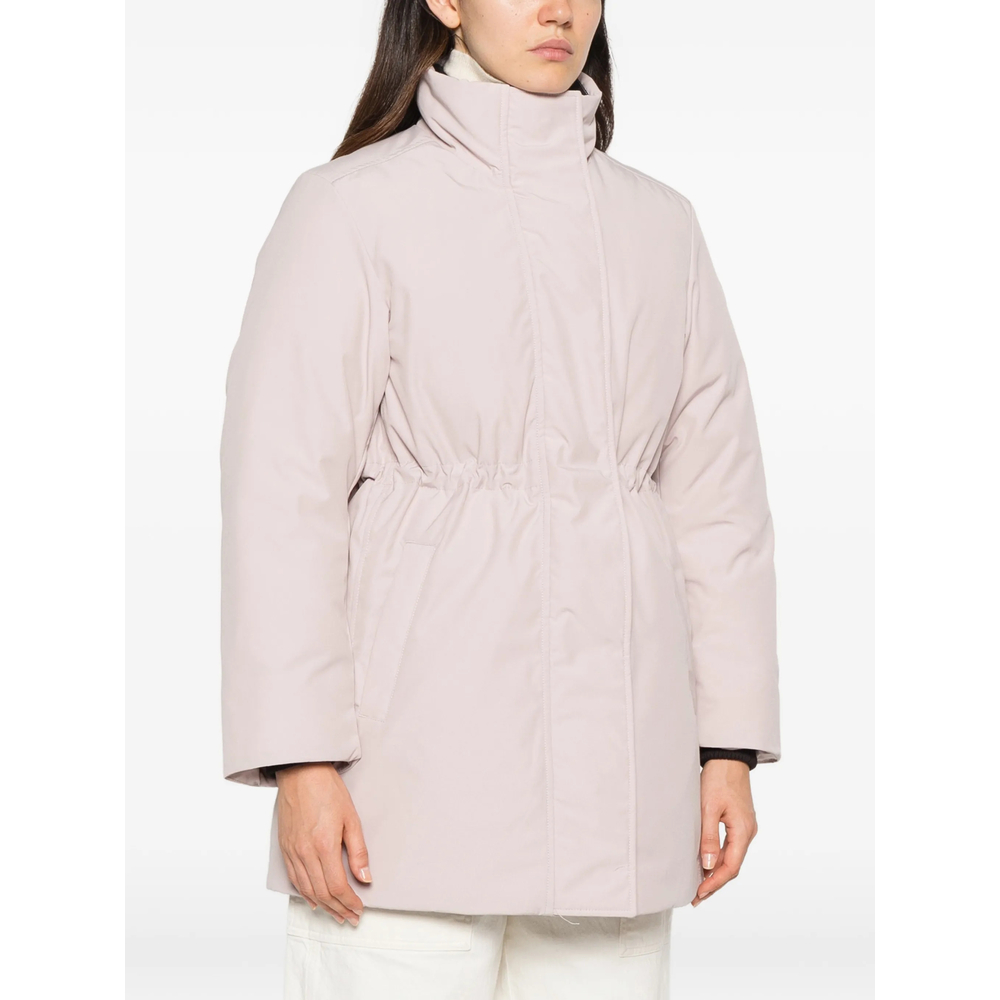 Drawstring-Waist High-Neck Parka Jacket