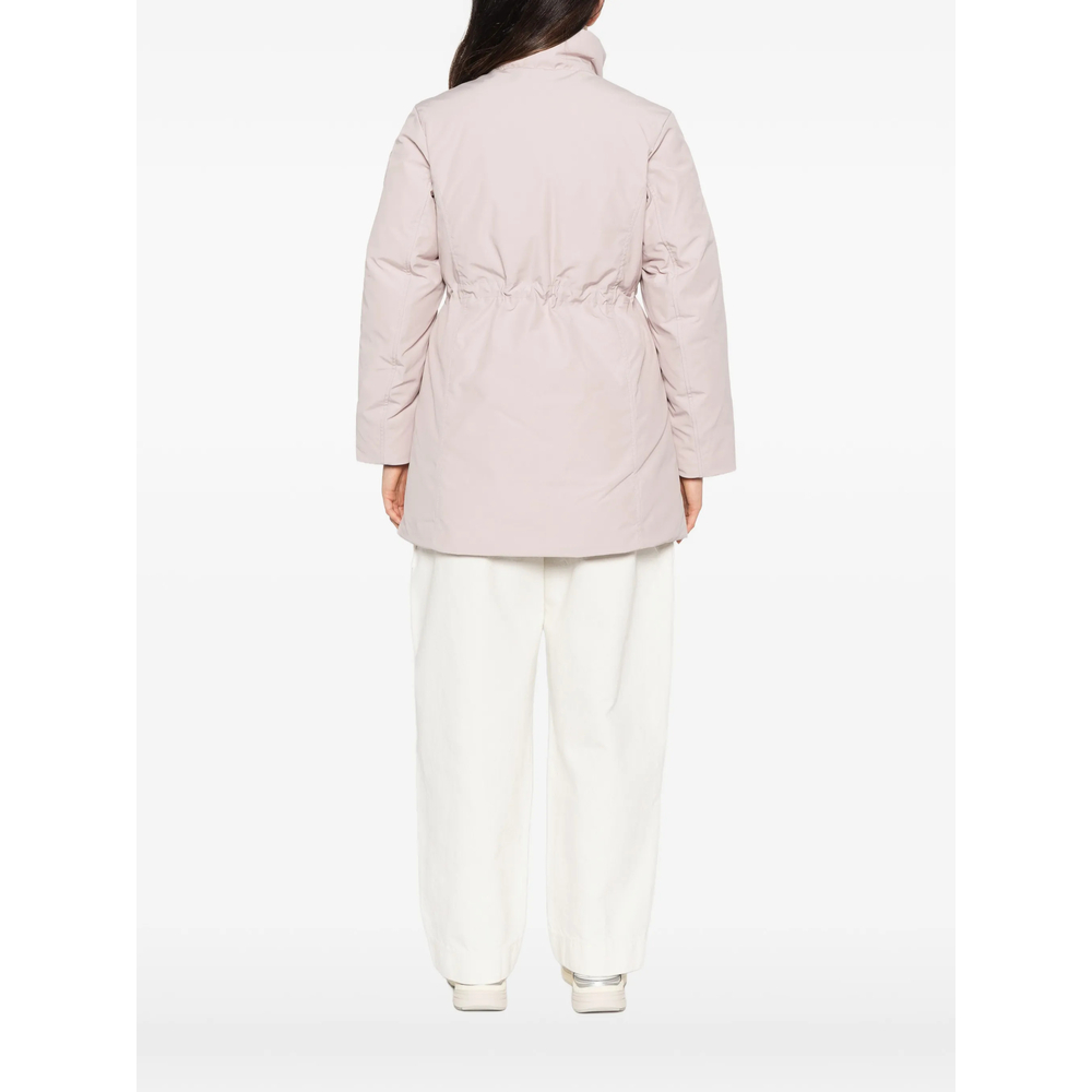 Drawstring-Waist High-Neck Parka Jacket