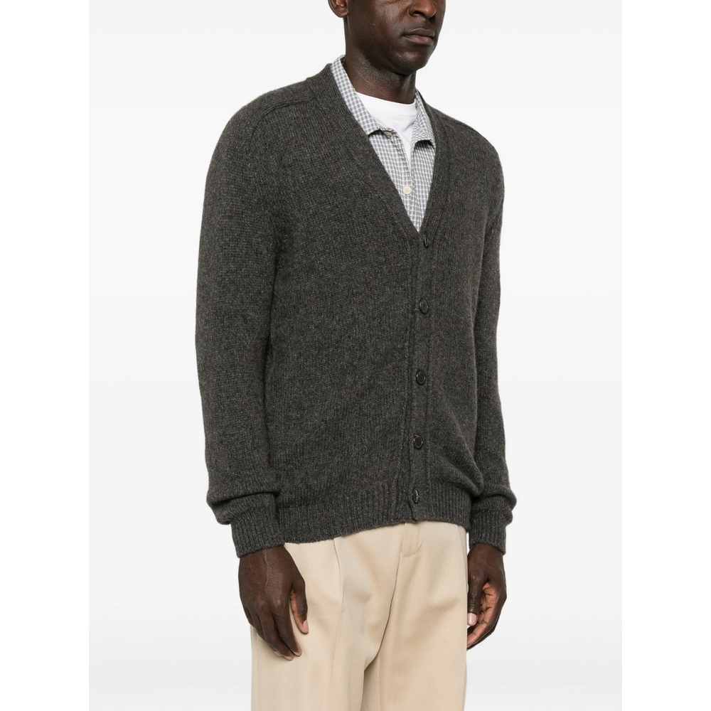 Ribbed-Knit V-Neck Cardigan