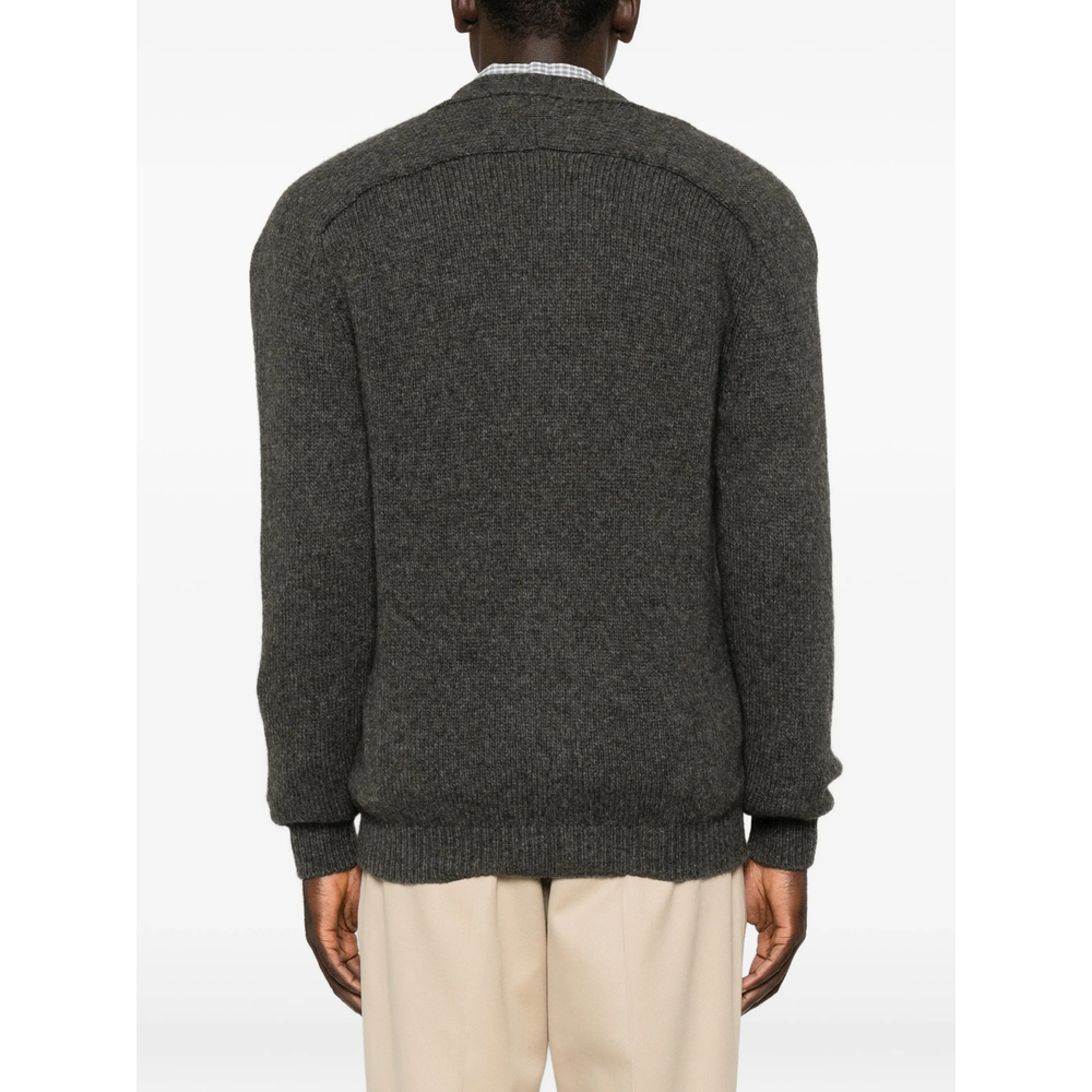 Ribbed-Knit V-Neck Cardigan