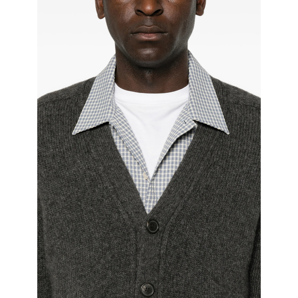 Ribbed-Knit V-Neck Cardigan
