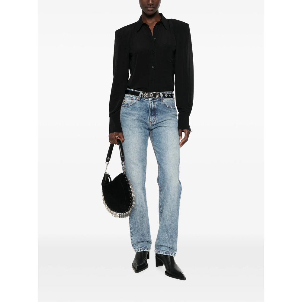 Washed Straight-Leg Denim Jeans
