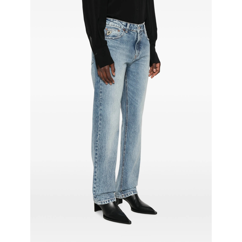 Washed Straight-Leg Denim Jeans