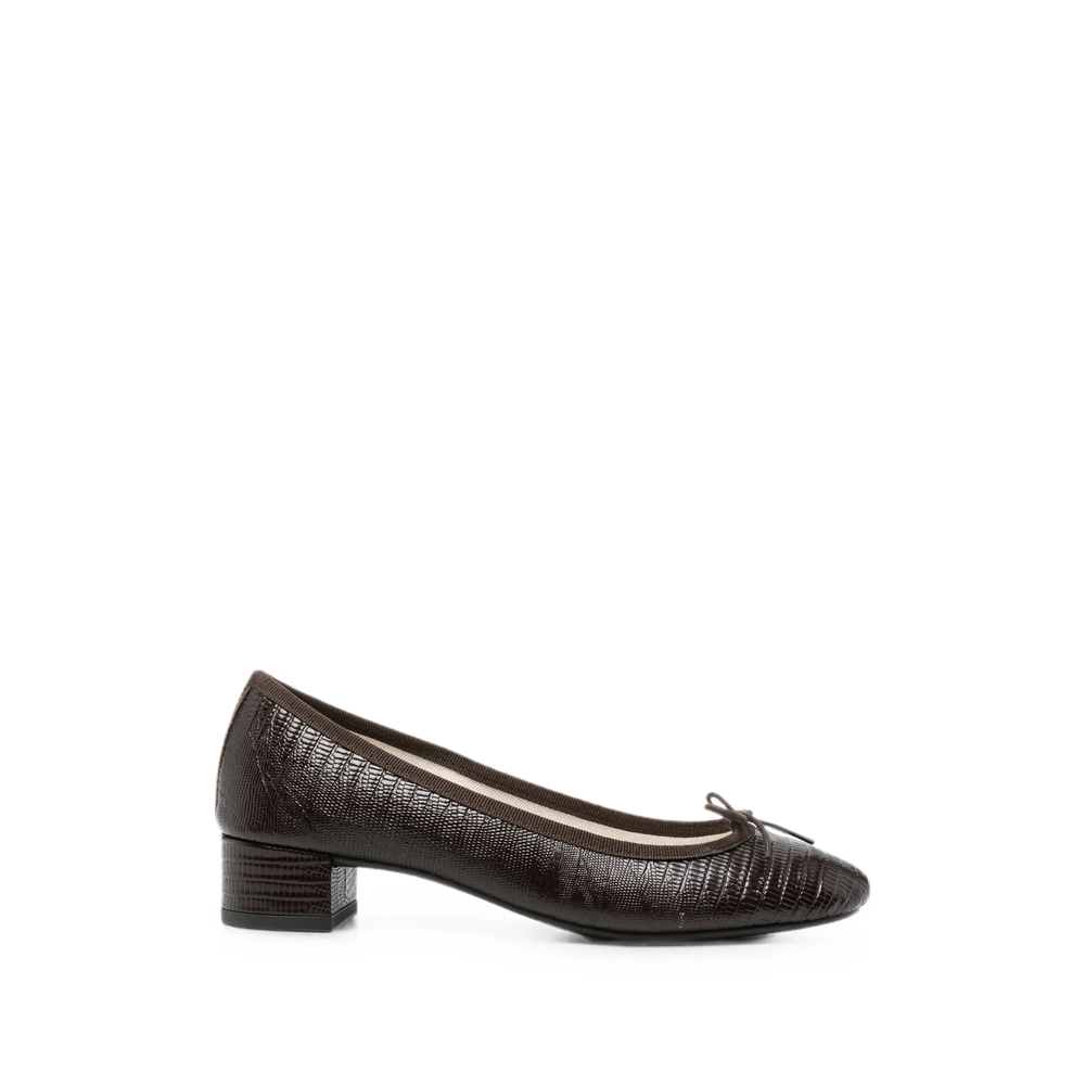 Repetto Lizard-effect Bow-detail Pumps