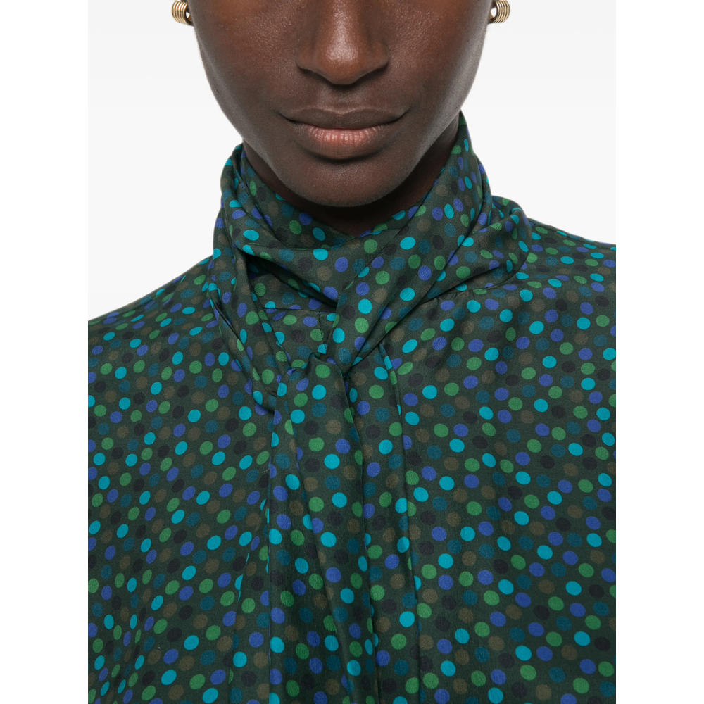 Katherine Polka-Dot Pussy-Bow Blouse