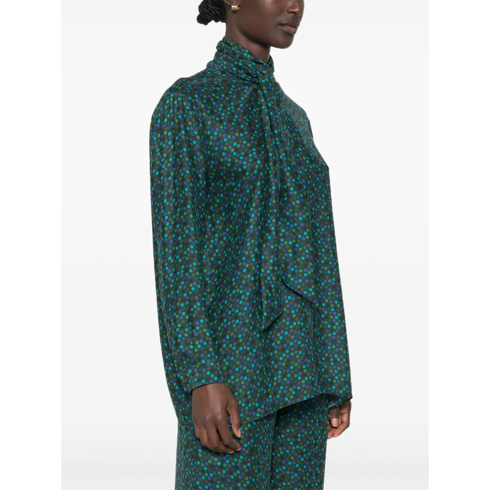 Katherine Polka-Dot Pussy-Bow Blouse